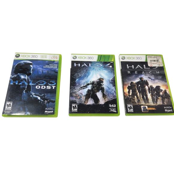 Halo Game Bundle Lot Of 3 Microsoft Xbox 360 Reach, War And 4 With Case - Picture 1 of 4